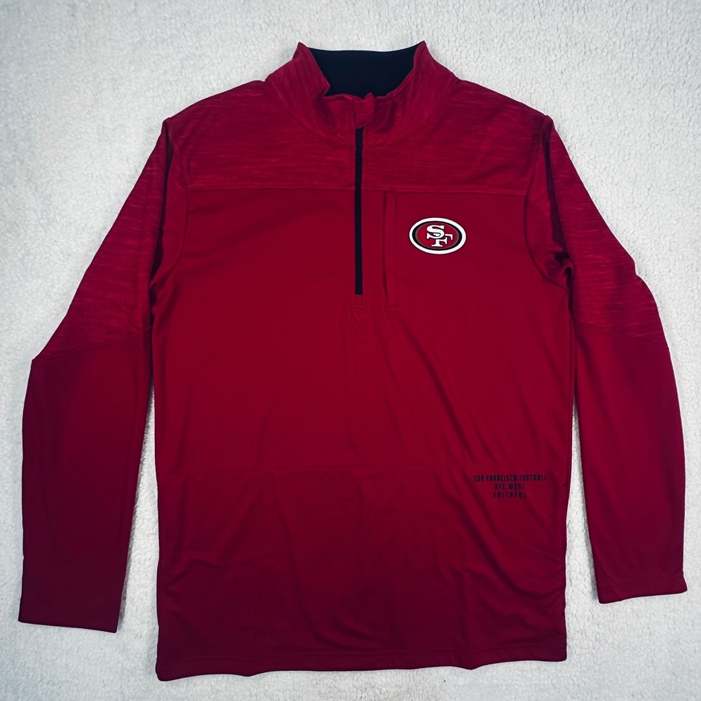 NFL Team Apparel San Francisco 49ers Pullover Mens Large Red Excellent 1/4 Zip